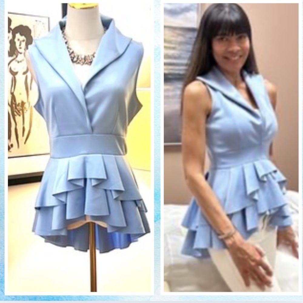 Venus, Beautiful,Classic & Romantic Blue, Peplum Top,Excellent Condition,Size M